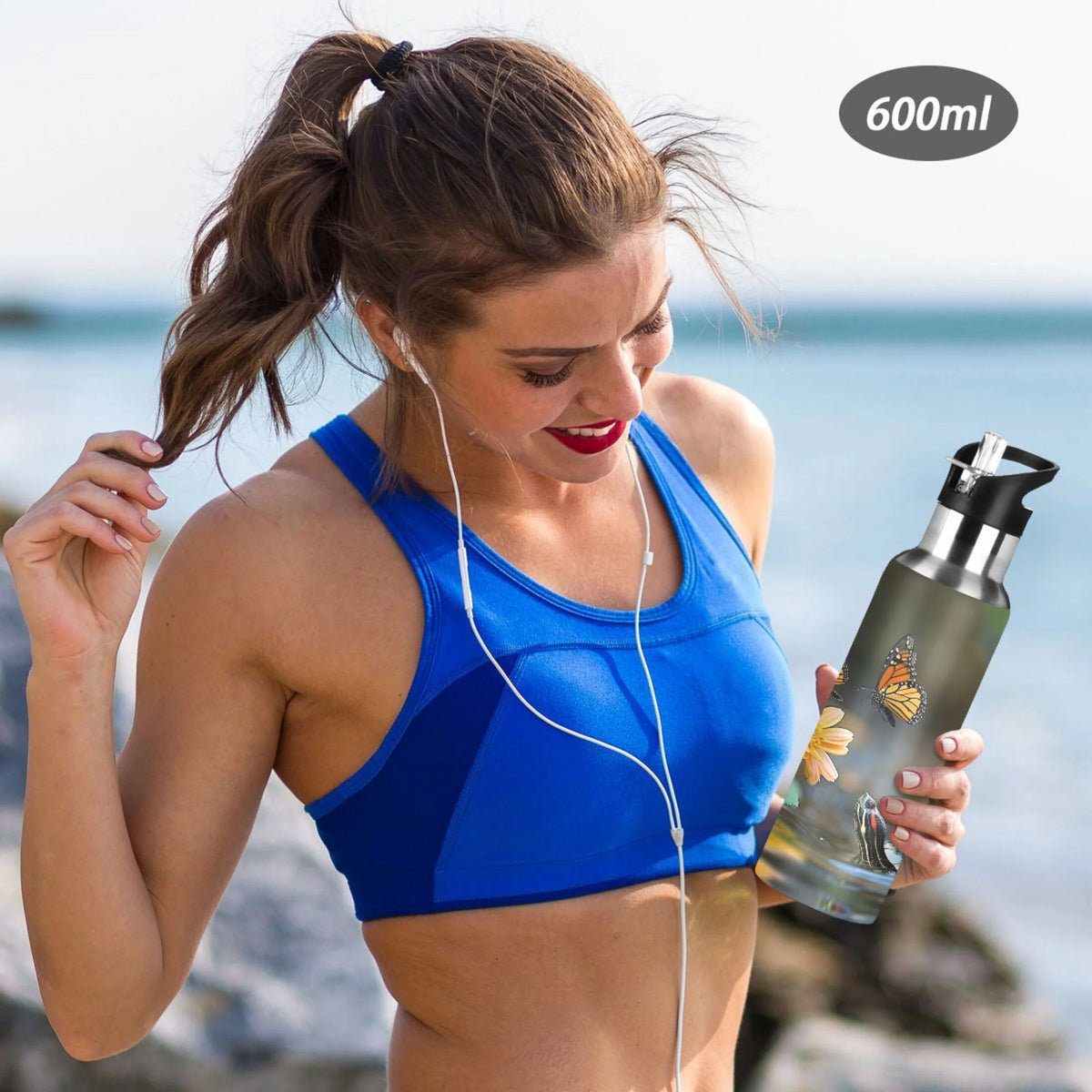 20 oz Insulated Stainless Steel Water Bottle with Straw Lid G409