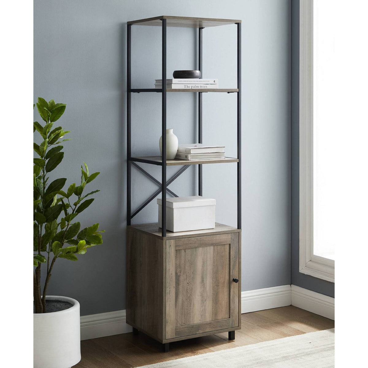 64x22 Storage Shelf with Cabinet Gray Wash J715