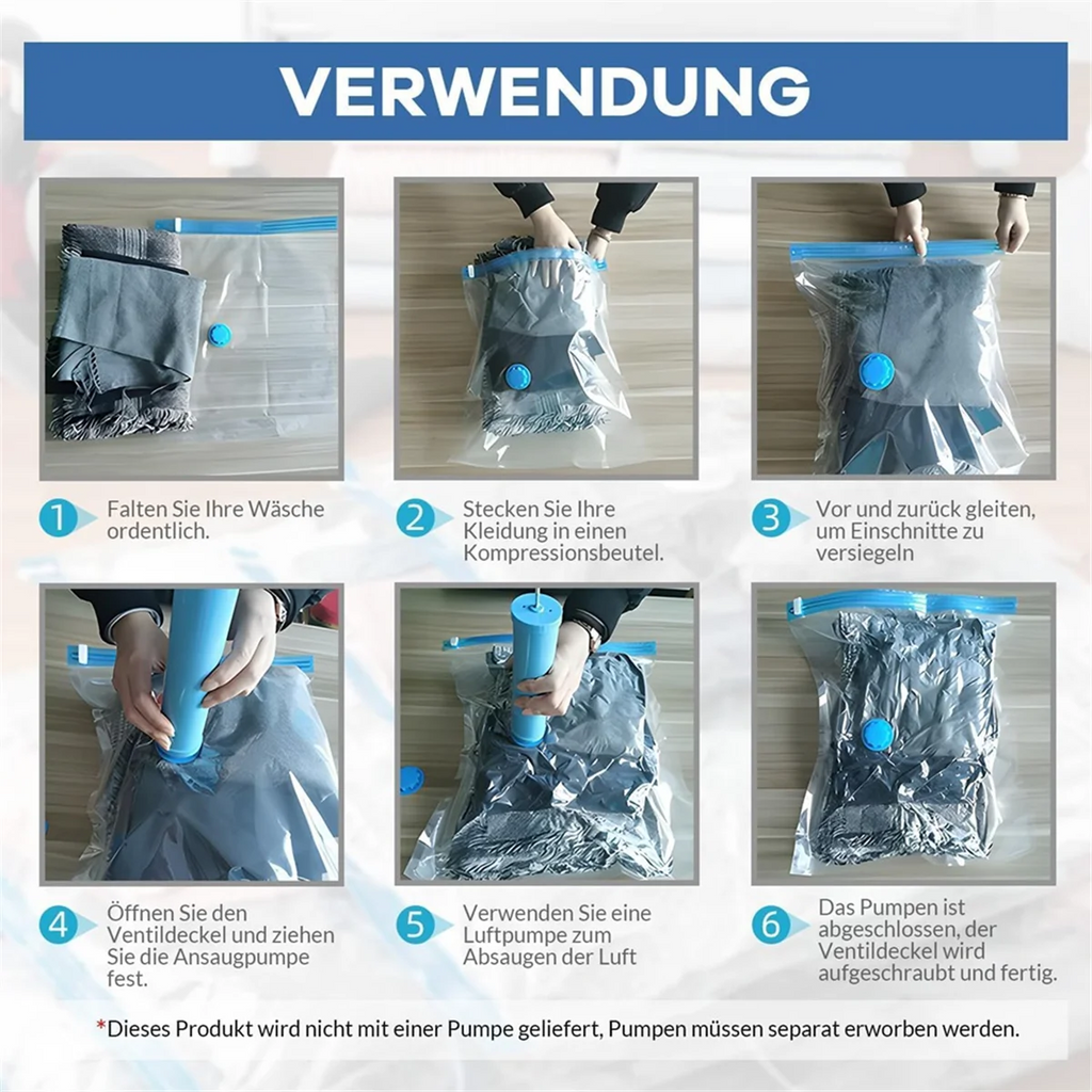 Vacuum Bags for Clothes Pack of 10 40 X 30 cm Reusable Space Saving I596774