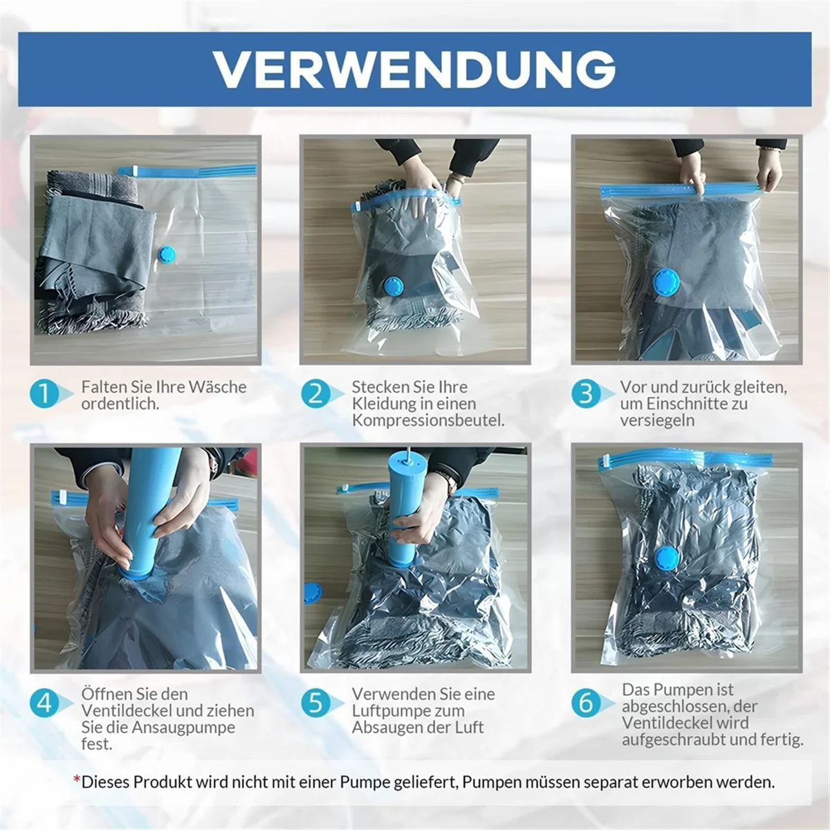 Vacuum Bags for Clothes Pack of 10 40 X 30 cm Reusable Space Saving I596774