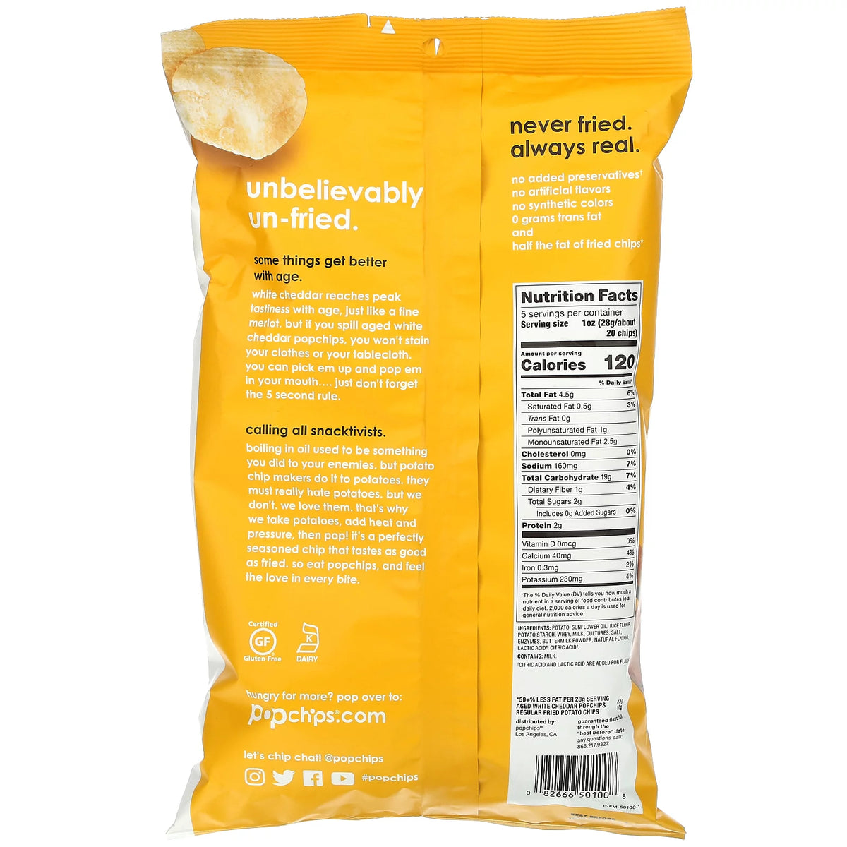 Potato Chips, Aged White Cheddar, 5 oz Pack Of 12 V281079