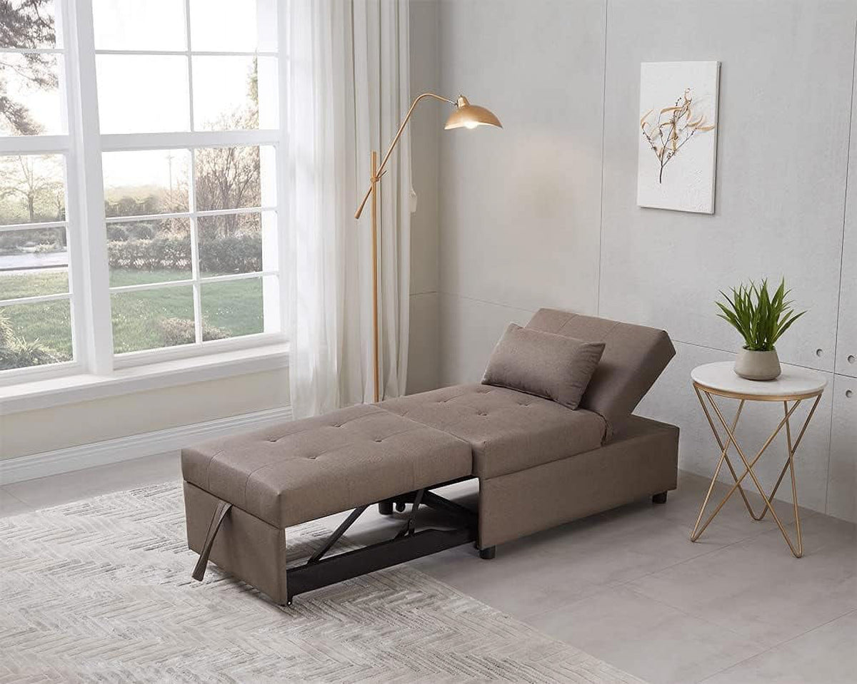 Dark Grey Convertible Ottoman Sofa Bed Sleeper Chair L911941