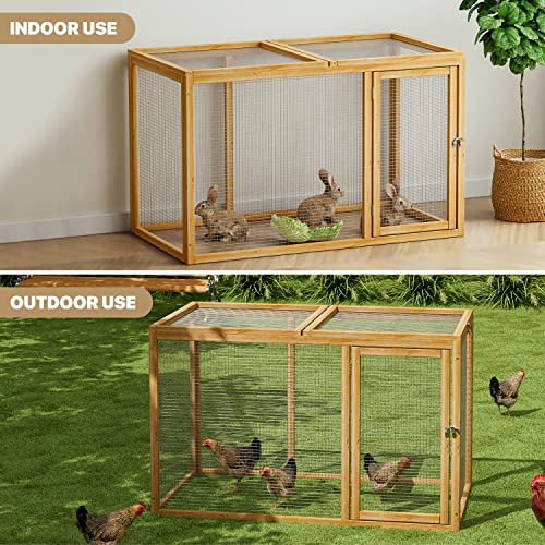 Wood Chicken Cage Rabbit Hutch with Openable Roof and Side Door, 45 x 24 x 28 inch P519