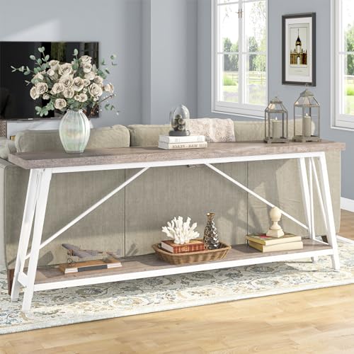 White Industrial Console Sofa Table L9740