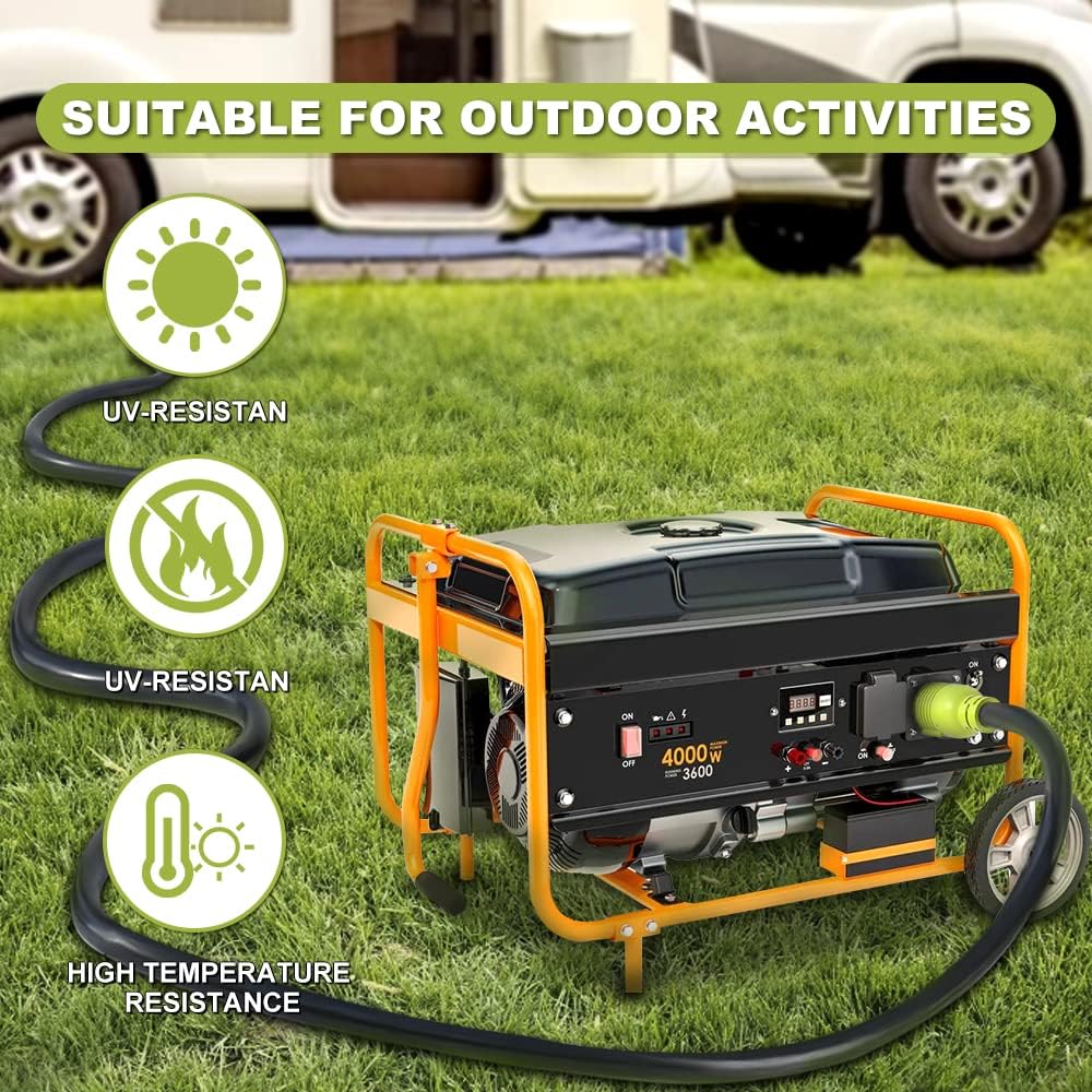 4 Prong 30 Amp Generator Extension Cord, NEMA L14-30P/L14-30R, 10 Gauge SJTW, 50FT X733