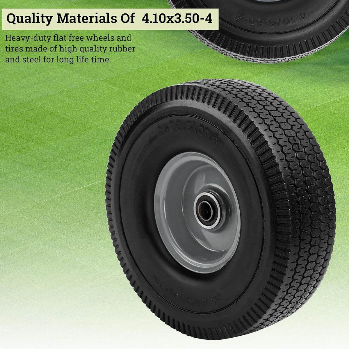 10x3.50-4" Solid Heavy Duty PU Tire and Wheel with 5/8" Axle Bore Hole, 2.2" Offset Hub F636114