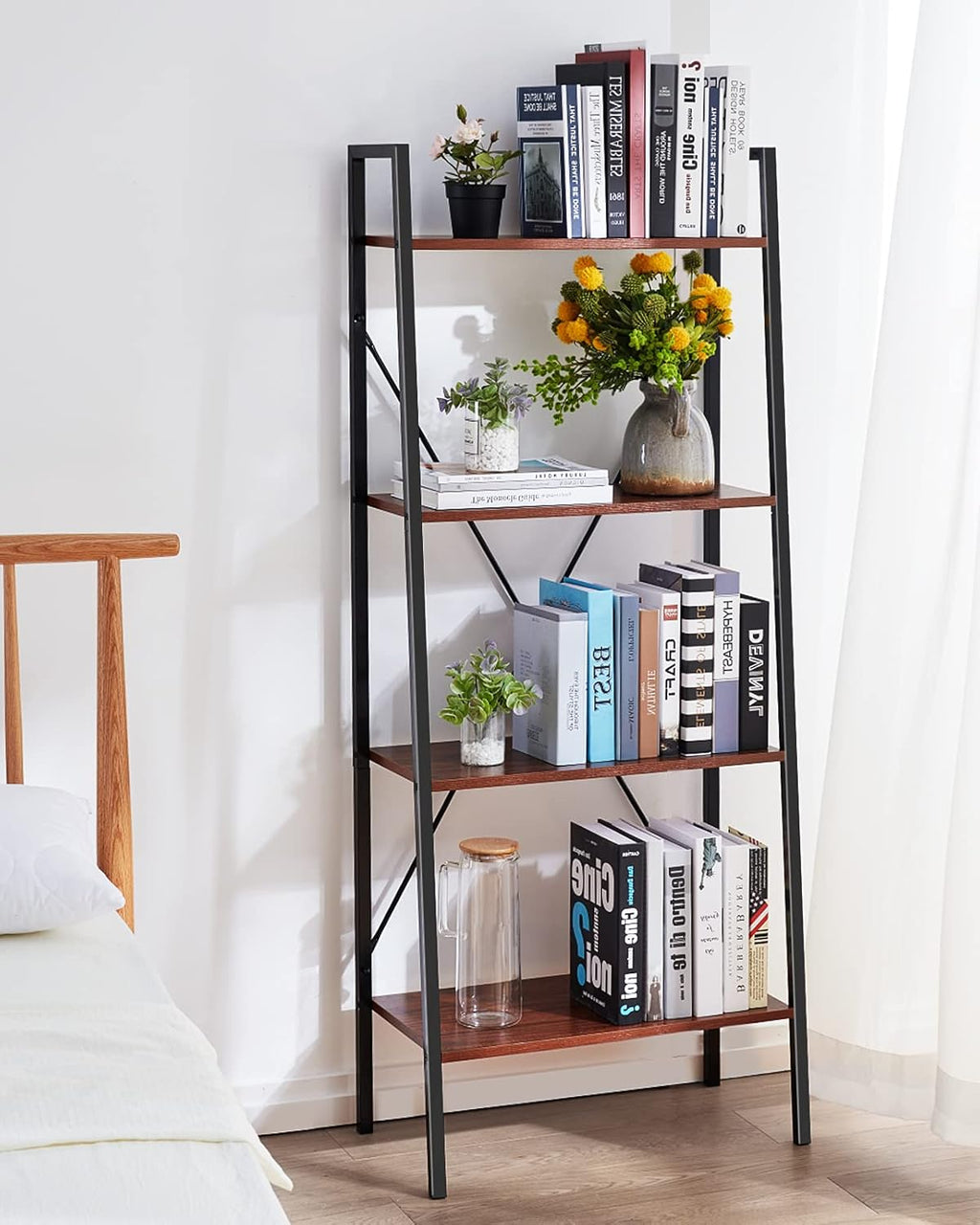 4-Tier Industrial Ladder Bookcase P9823