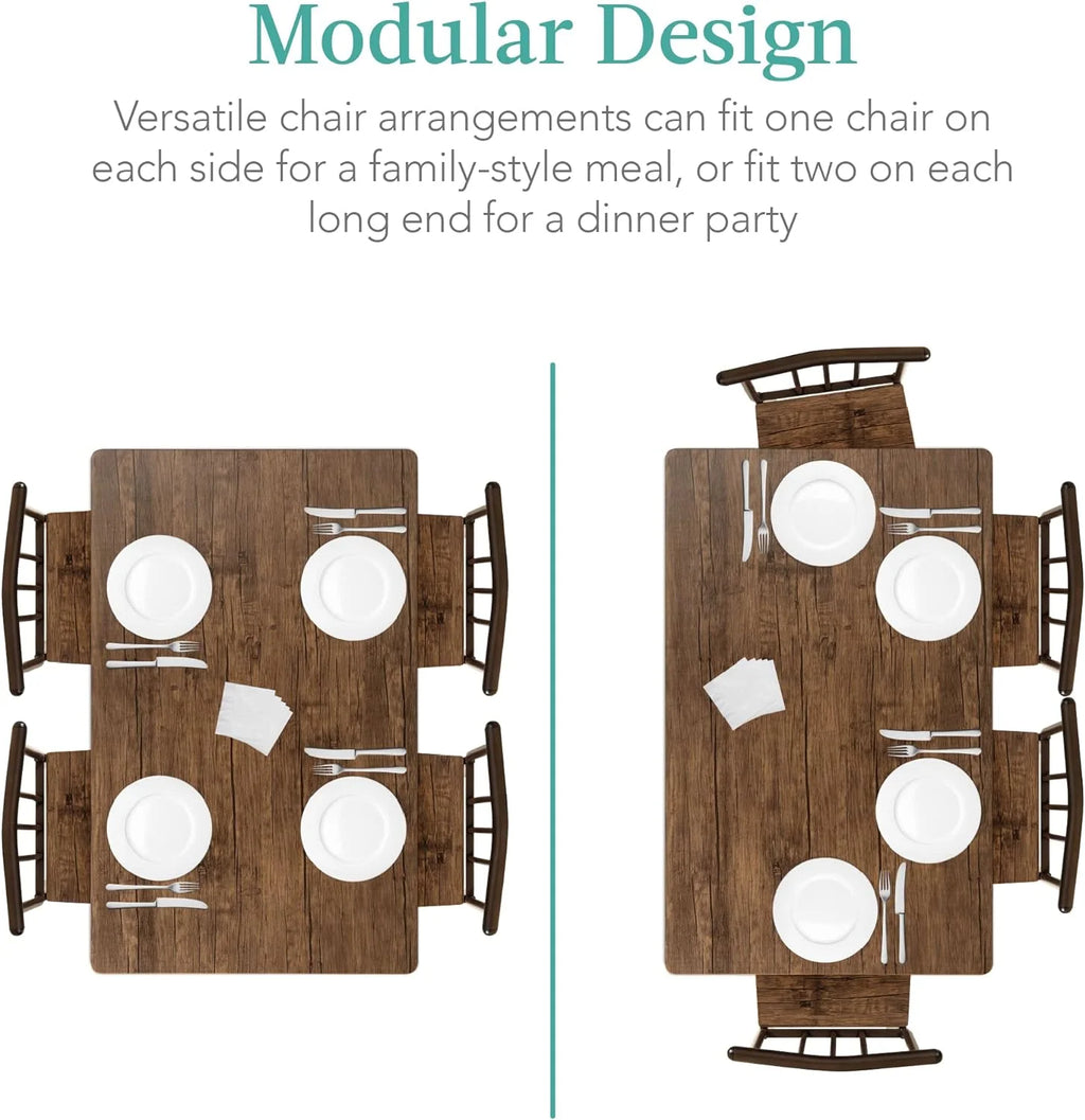 5-Piece Metal and Wood Rectangular Dining Table Set with 4 Chairs O96838