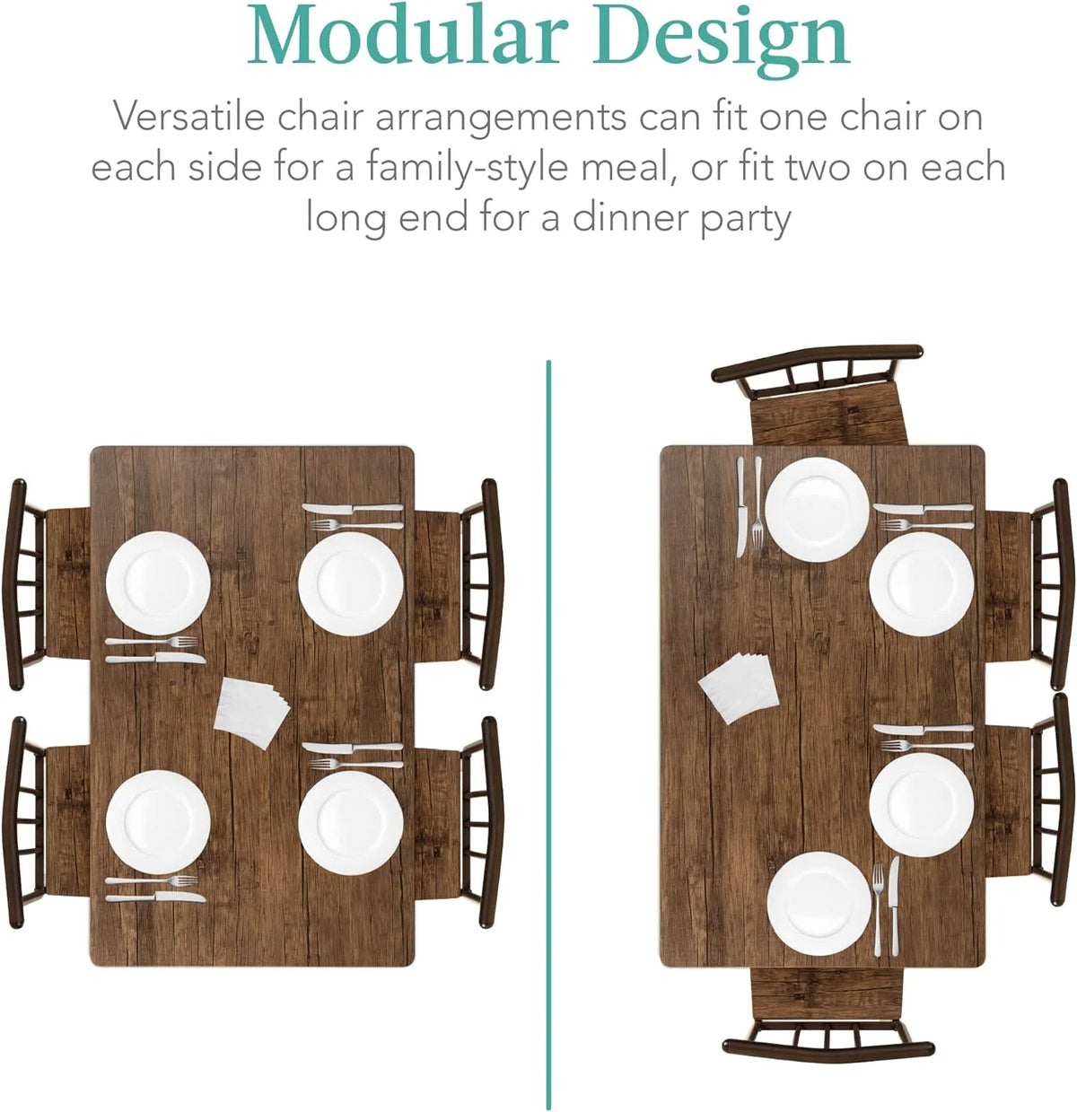 5-Piece Metal and Wood Rectangular Dining Table Set with 4 Chairs O96838