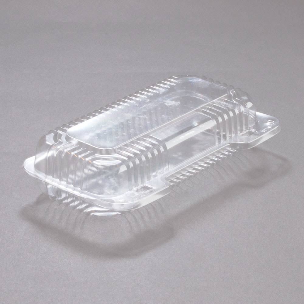 Clear Hinged Pet Plastic Small Oblong Container - 250/Case J676