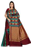 Turquoise Maroon Art Silk Sari Saree K352