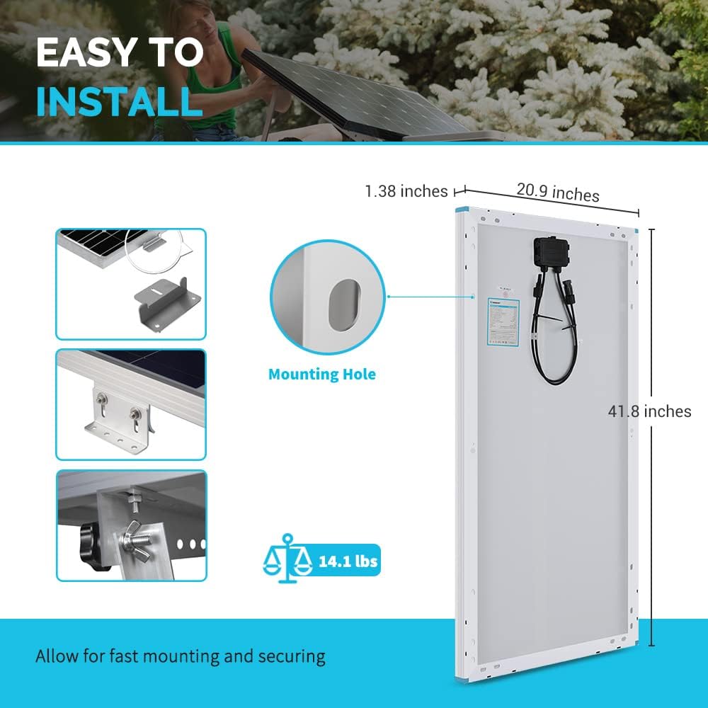 12 Volt 100 Watt Monocrystalline Solar Panel P653