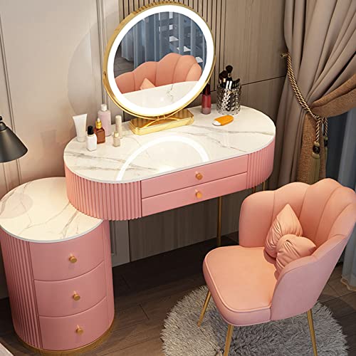 Gray Makeup Vanity Set with Lighted Mirror and Cushioned Stool L451138