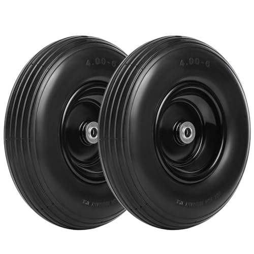 13 Inch Solid Flat Free Replacement Tires and Wheels 4.00-6 with 5/8'' Axle Bore Hole Q9142