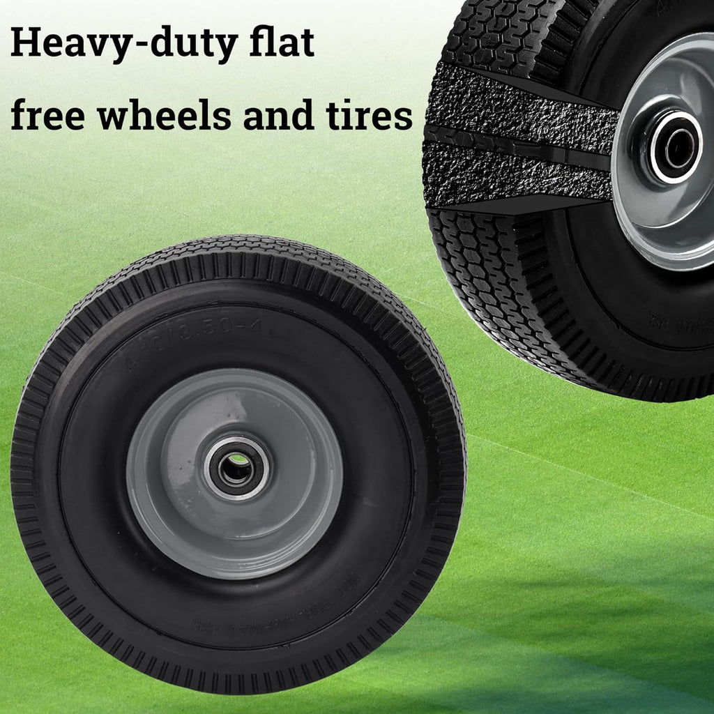 10x3.50-4" Solid Heavy Duty PU Tire and Wheel with 5/8" Axle Bore Hole, 2.2" Offset Hub F636114