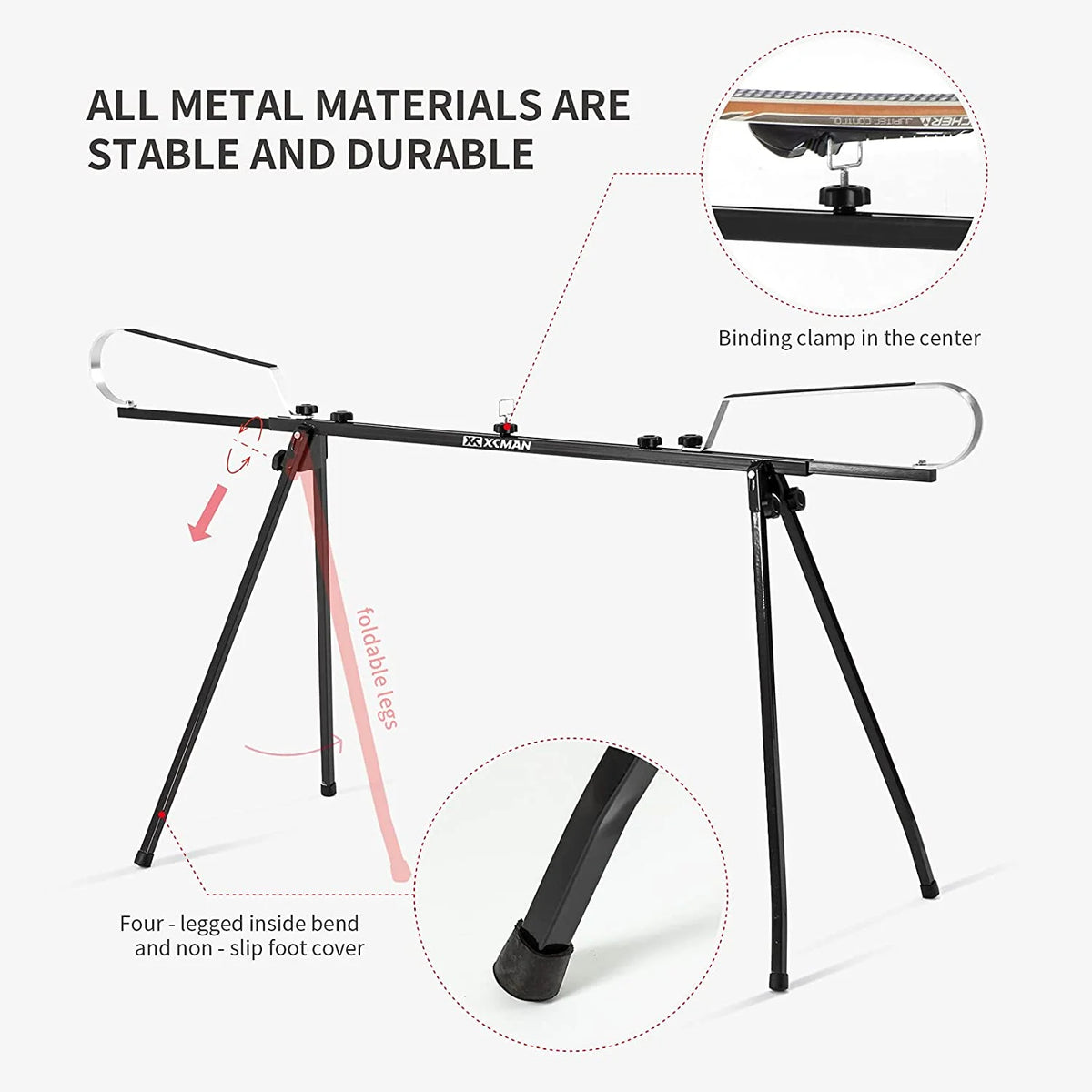 Cross Country Nordic Ski Waxing Single Profile Bench Table with Foldable Legs C3327