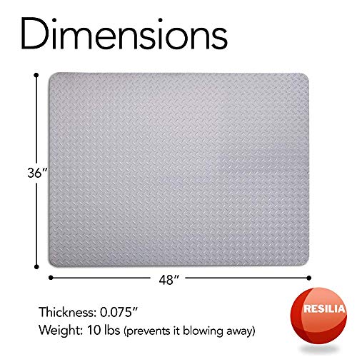 Silver Diamond Plate Under Grill Mat, 57 x 47 inches D244105