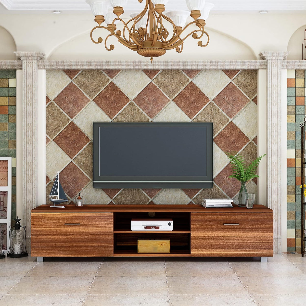 Modern Farmhouse Sliding Barn Door TV Stand up to 60 Inches T481