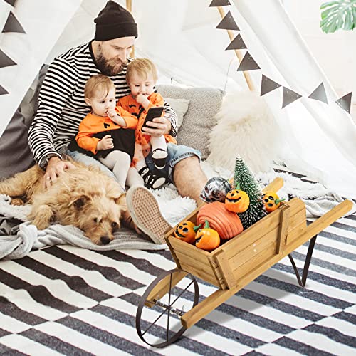 Red Wood Wagon Planter with 9 Magnetic Accessories Y4122