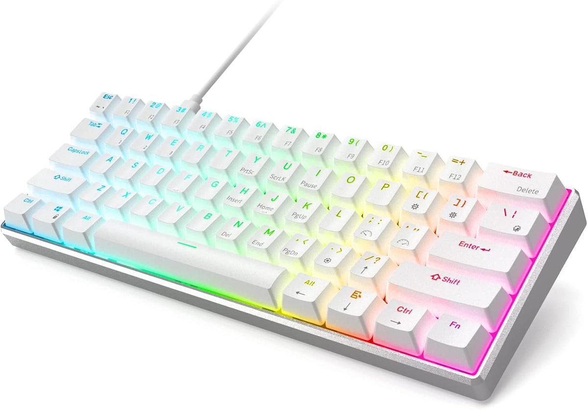 60% Wireless Mechanical Keyboard Hot Swappable Gateron Red Switch White X23009
