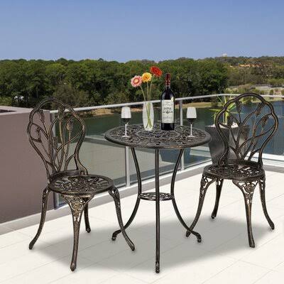Cast Aluminum 3 Piece Bistro Set O334168
