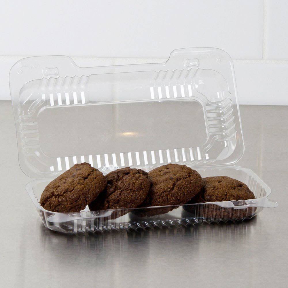 Clear Hinged Pet Plastic Small Oblong Container - 250/Case J676