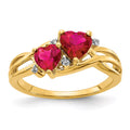 14 Karat Yellow Gold Lab Created Ruby and Diamond Ring U838391