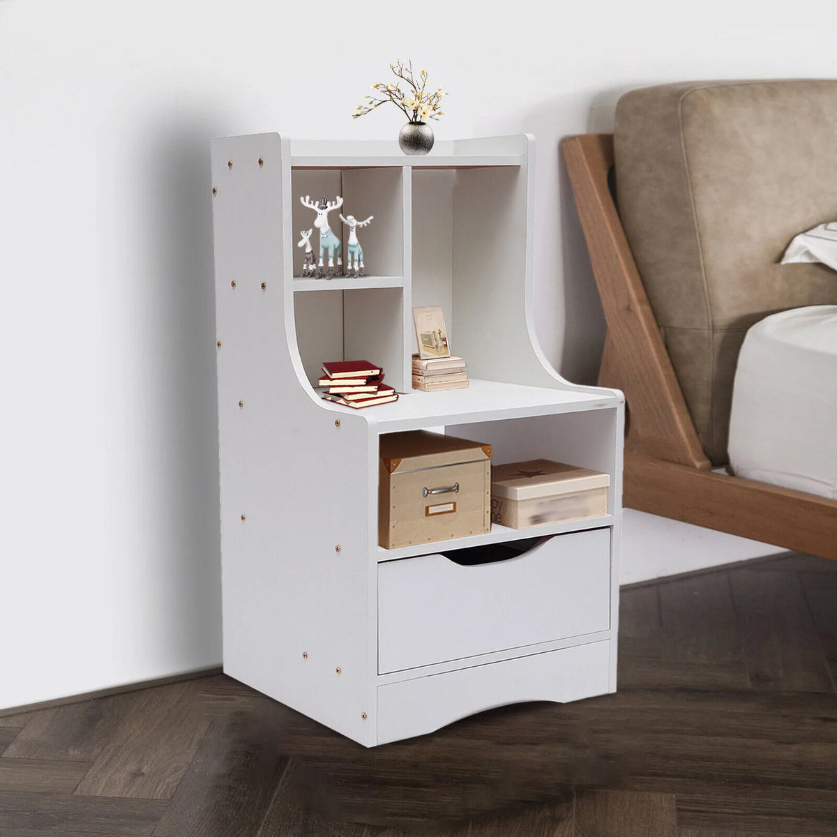Wooden Nightstand with Drawer I963869