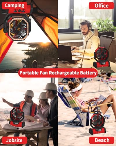 Battery Operated Portable Oscillating Fan with LED Lantern Light 20000mAh Rechargeable X358