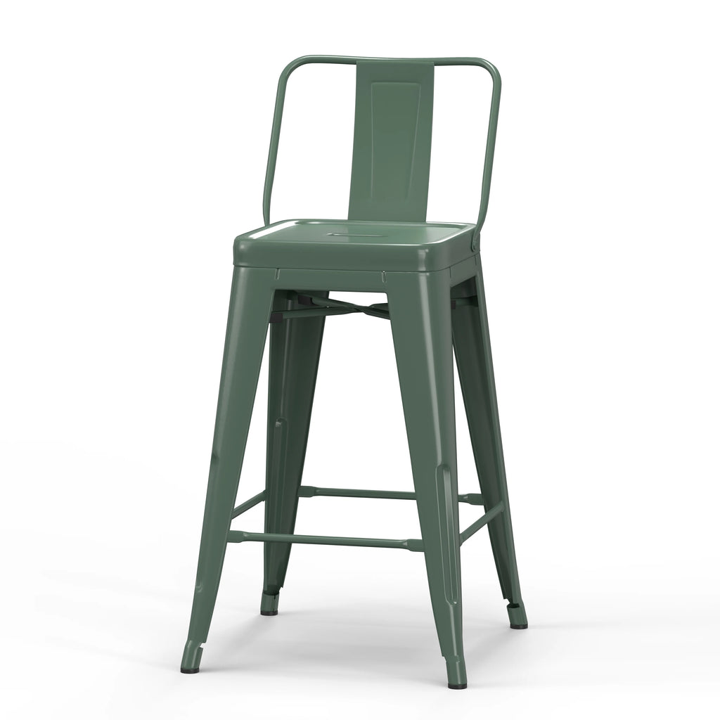 Sage Green Industrial Metal Counter Stool Set of 4 Q665