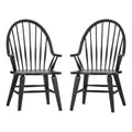 2 Piece Black Wood Dining Arm Chair Set F27830