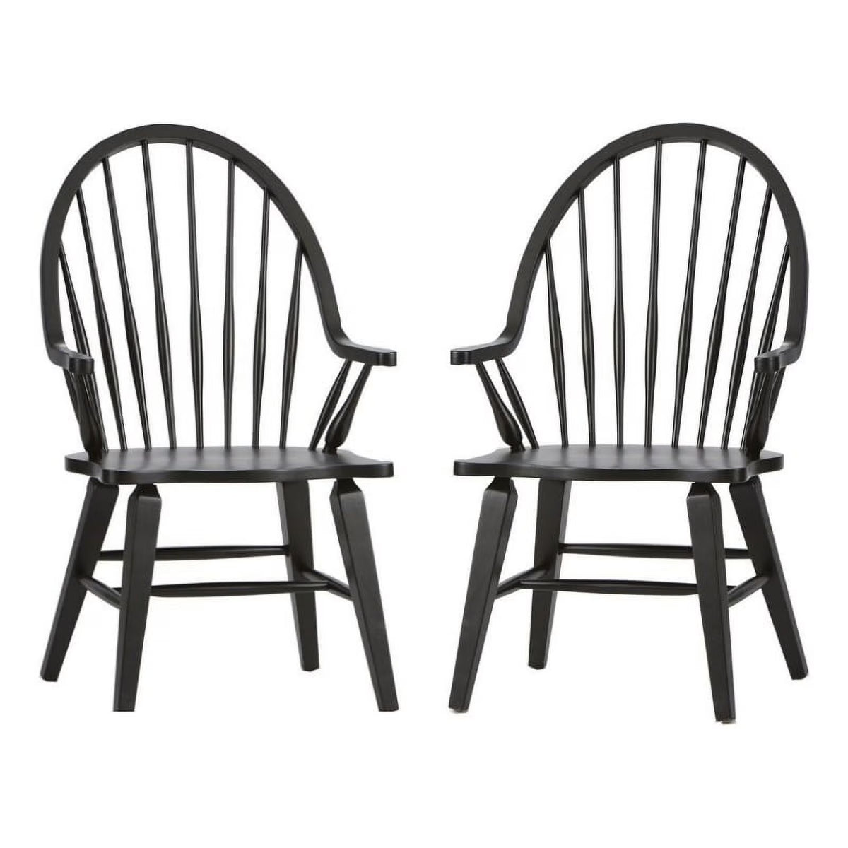 2 Piece Black Wood Dining Arm Chair Set F27830