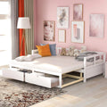 White Wooden Daybed with Trundle and 2 Storage Drawers C281