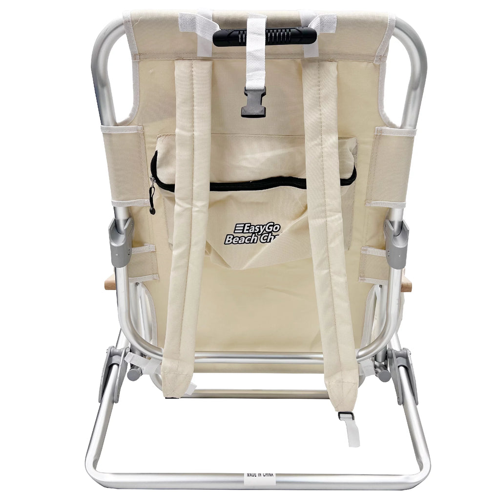 Tassel Backpack Beach Chair 5 Positions Cup Holder Padded Pillow Lightweight Rustproof Aluminum Black Frame 1 Pack TAN Z749842
