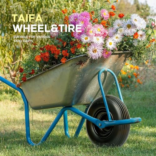 13 Inch Solid Flat Free Replacement Tires and Wheels 4.00-6 with 5/8'' Axle Bore Hole Q9142