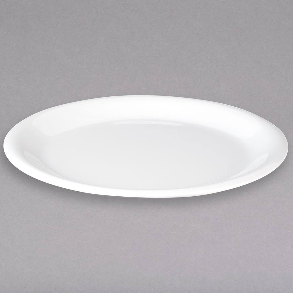White 9x22 Melamine Narrow Rim Dinner Plate F80397