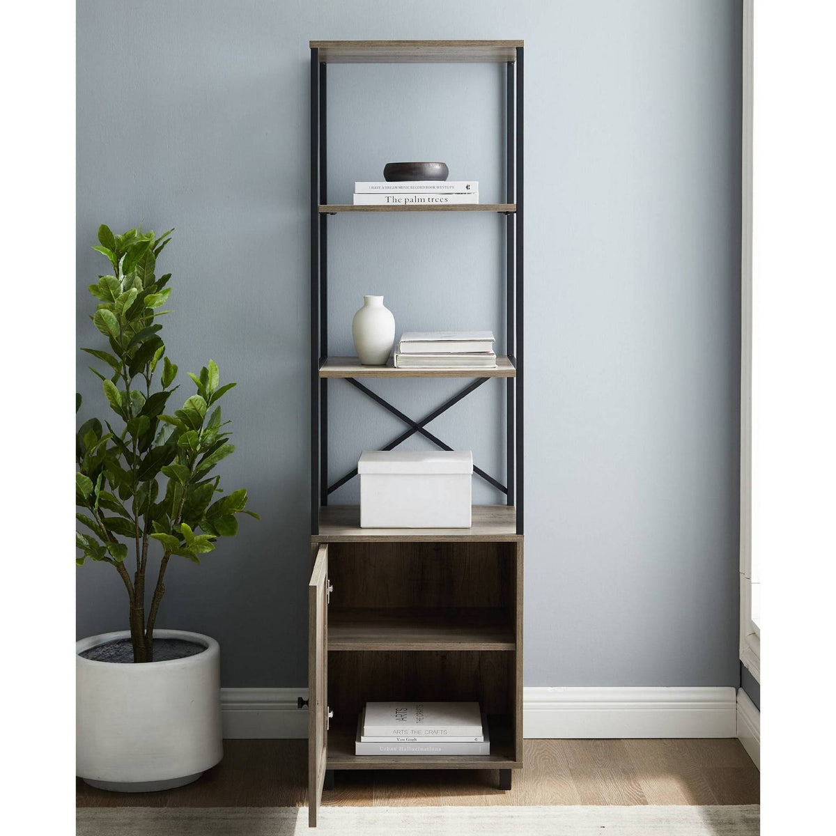 64x22 Storage Shelf with Cabinet Gray Wash J715
