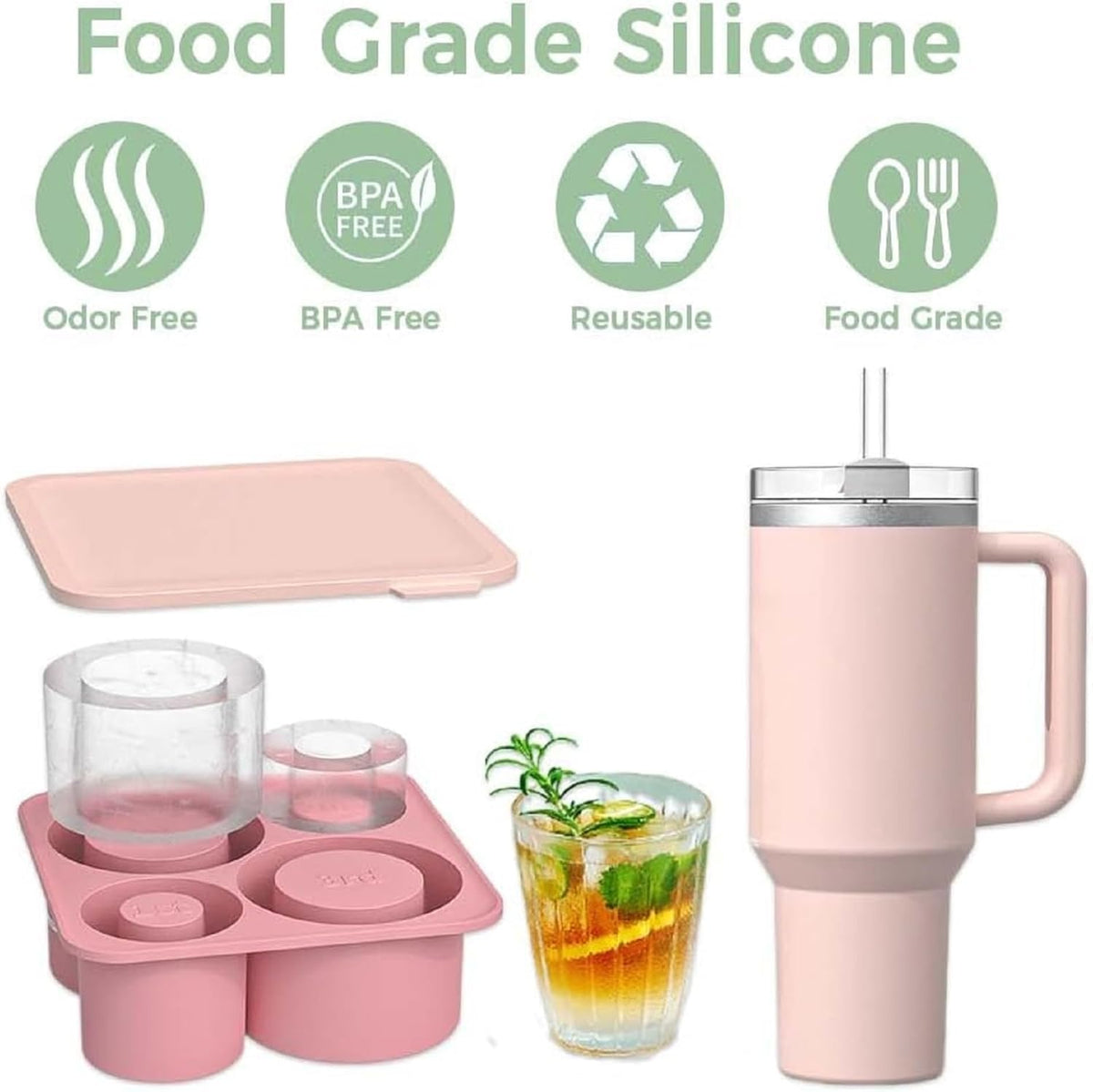 4 Pcs Silicone Ice Cube Tray with Lid J2355