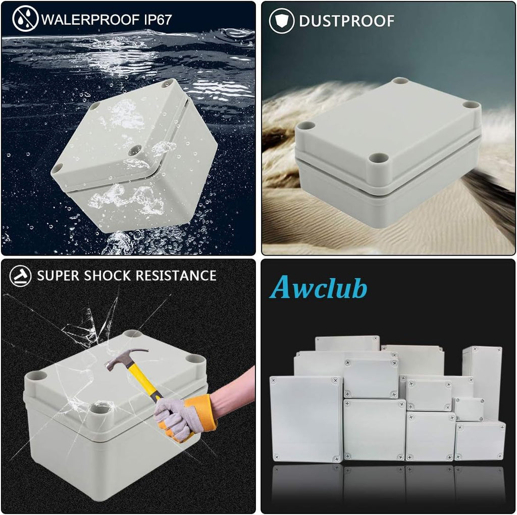 8x8x5.2 IP67 Dustproof Junction Box Gray Pack of 2 C8901