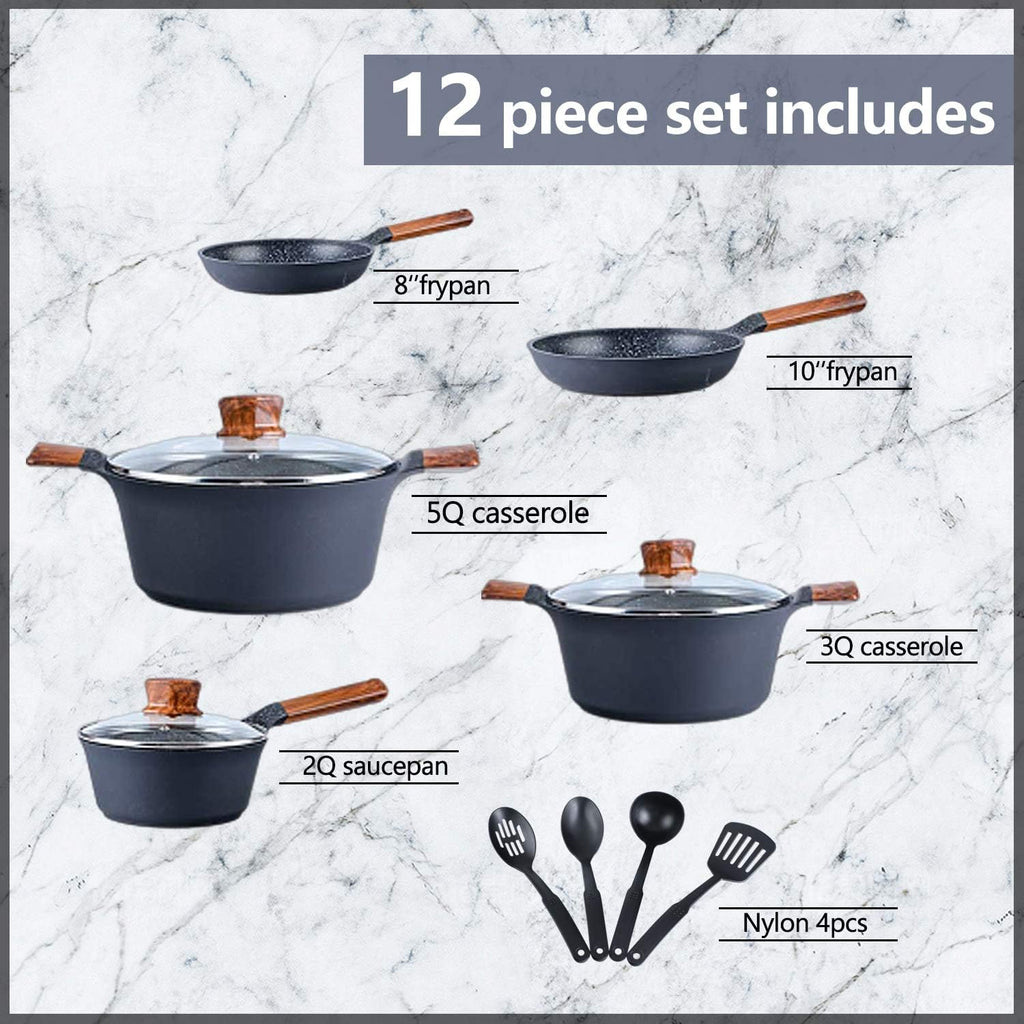 12 Piece Nonstick Die-cast Aluminum Cookware Set A835338