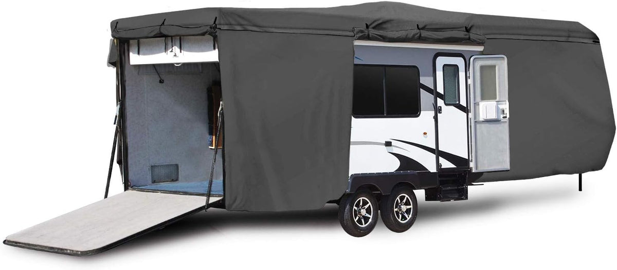 Waterproof RV Travel Trailer Cover Fits 14'-16' with Zippered Panels N12525