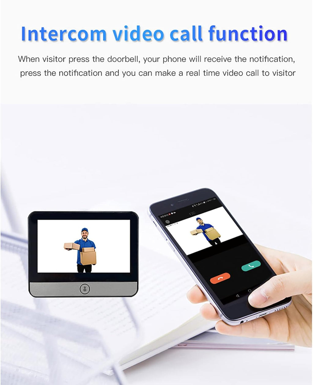 Digital Peephole Door Viewer WiFi Doorbell Camera 1080P Video Intercom 4.3 inch Monitor I18423