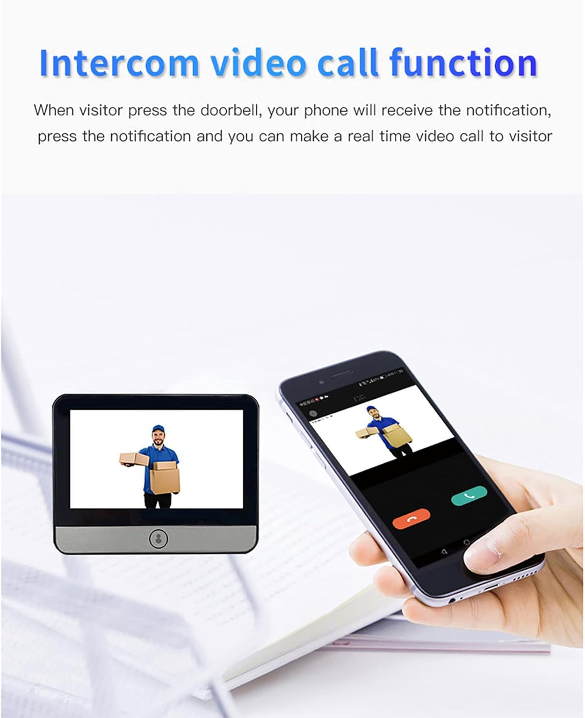 Digital Peephole Door Viewer WiFi Doorbell Camera 1080P Video Intercom 4.3 inch Monitor I18423