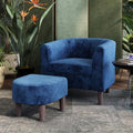 Olive Green Velvet Accent Chair with Ottoman V4847