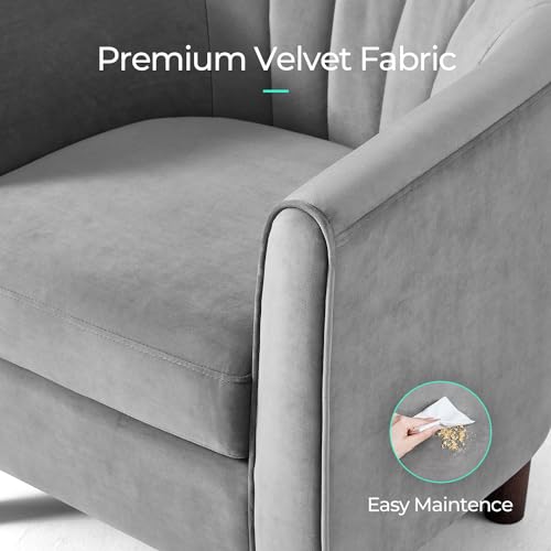 Olive Green Velvet Accent Chair with Ottoman V4847
