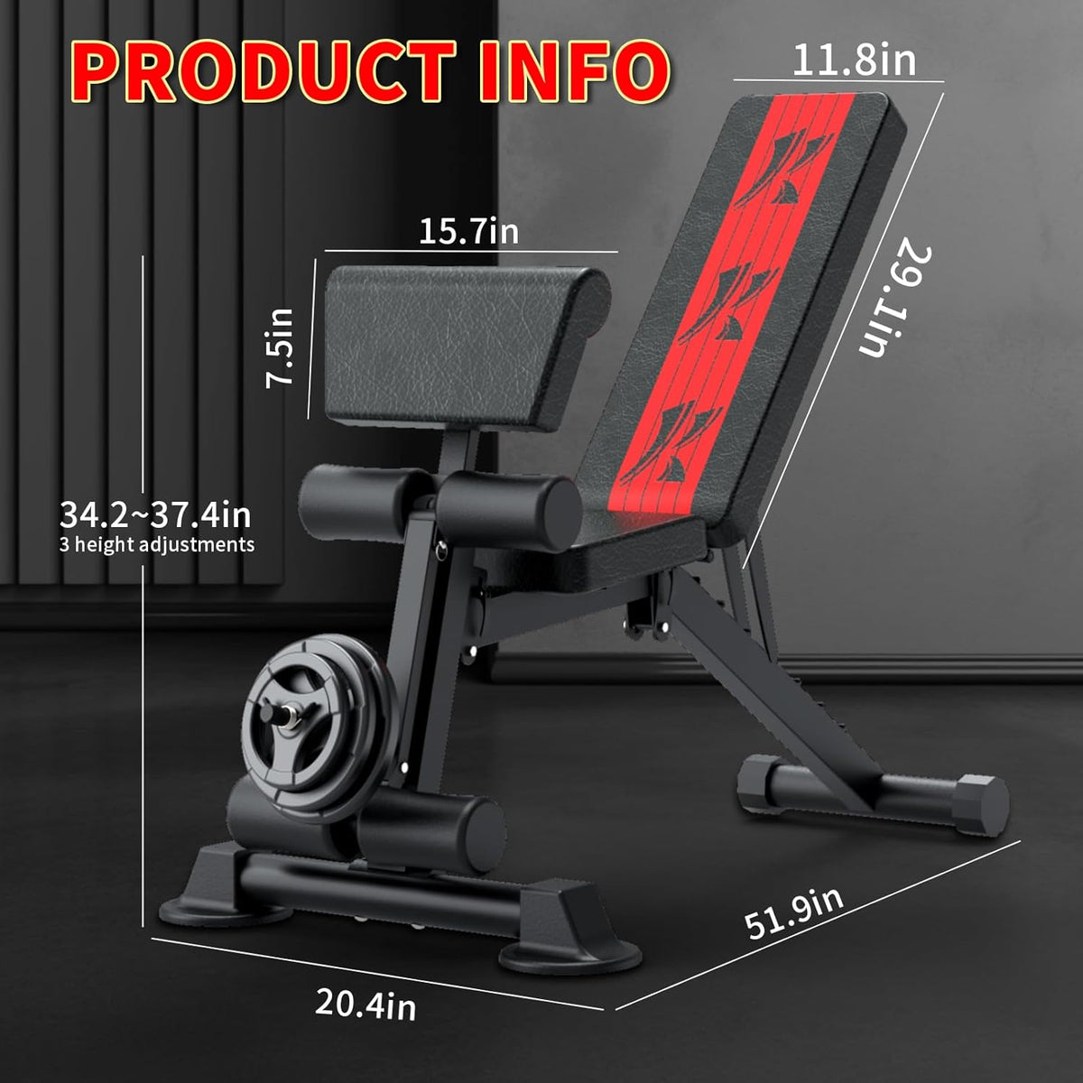 Adjustable Weight Bench 660 Lbs Incline Decline Flat O72149