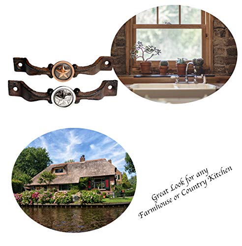 Cast Iron Kitchen Cabinet Handles and Drawer Pulls Antique Country Home Rustic Decor Farmhouse Cabinet Handle Texas Western Star Cabinet Knobs (2, Braided Bronze Star) B9731