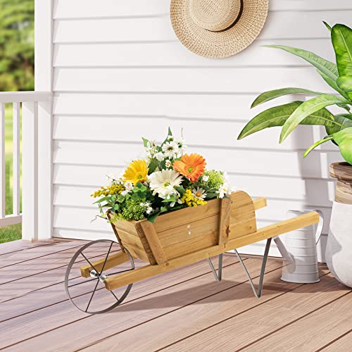 Red Wood Wagon Planter with 9 Magnetic Accessories Y4122