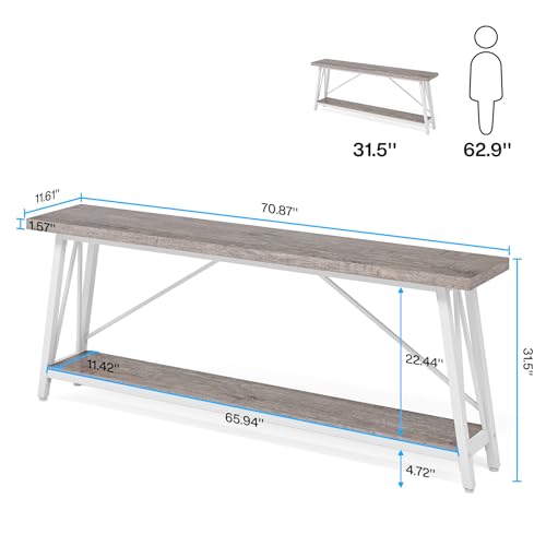White Industrial Console Sofa Table L9740