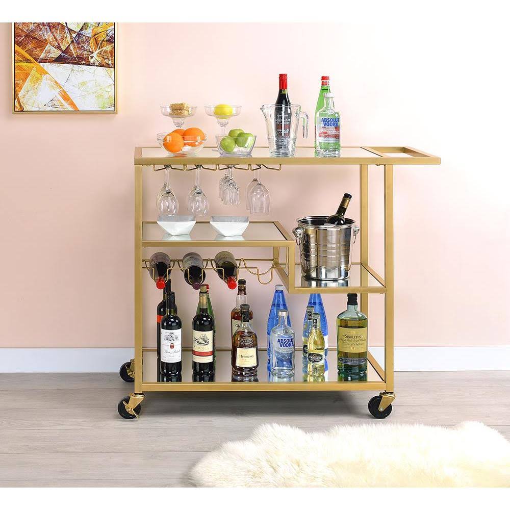 Gold and Clear Glass Serving Cart T13379